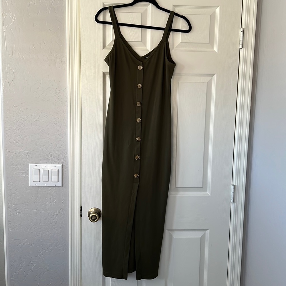 ARMY GREEN BODYCON DRESS - Picture 2 of 5